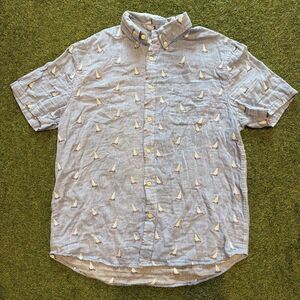 True Grit Embroidered Boat Polo Pocket Blue Shirt Men’s Medium